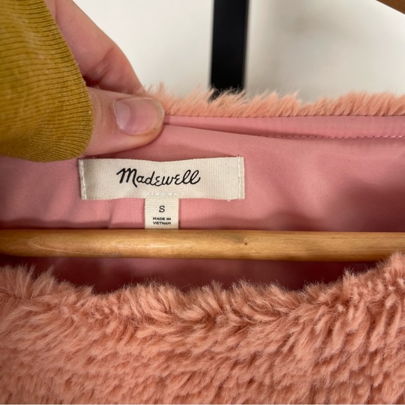 Madewell S Blush Pink Faux Fur 3/4 Sleeve Fleece top Measurements in Photos - Picture 8 of 8